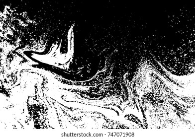Black and white liquid texture. Watercolor hand drawn marbling illustration. Abstract vector background. Monochrome marble pattern