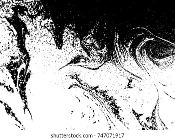 Black and white liquid texture. Watercolor hand drawn marbling illustration. Abstract vector background. Monochrome marble pattern