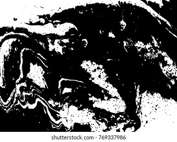 Black and white liquid texture. Watercolor hand drawn marbling illustration. Abstract vector background. Monochrome acrulic marble pattern.