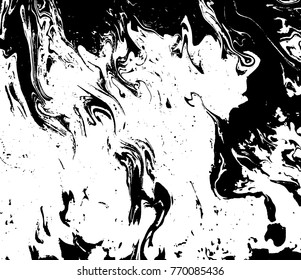 Black and white liquid texture. Watercolor hand drawn marbling illustration. Abstract vector background. Monochrome acrulic marble pattern.