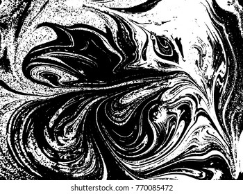 Black and white liquid texture. Watercolor hand drawn marbling illustration. Abstract vector background. Monochrome acrulic marble pattern.
