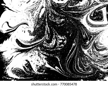 Black and white liquid texture. Watercolor hand drawn marbling illustration. Abstract vector background. Monochrome acrulic marble pattern.