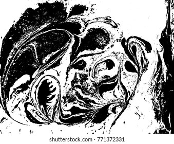 Black and white liquid texture. Watercolor hand drawn marbling illustration. Abstract vector background. Monochrome acrulic marble pattern.