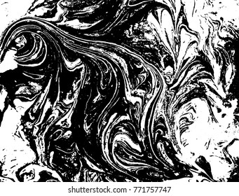 Black and white liquid texture. Watercolor hand drawn marbling illustration. Abstract vector background. Monochrome acrulic marble pattern.