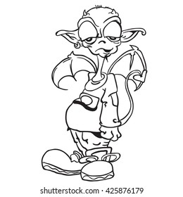 black and white little devil cartoon