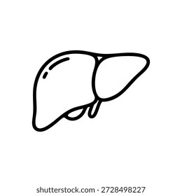 Black and white liver icon vector illustration for medical and healthcare design