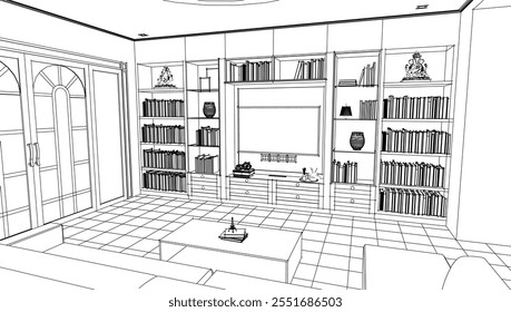 Black and white living room design
