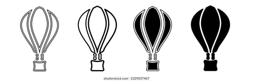 Black and white llustration of a air ballon. Air ballon icon collection with line. Stock vector illustration.
