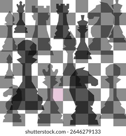 Black and white llustration chess background. Flyer design for illustration chess background. Post for chess tournament, chess day concept