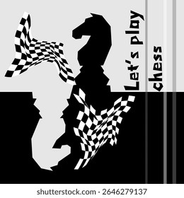 Black and white llustration chess background. Flyer design for illustration chess background. Post for chess tournament, chess day concept