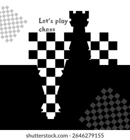 Black and white llustration chess background. Flyer design for illustration chess background. Post for chess tournament, chess day concept