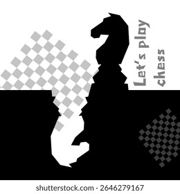 Black and white llustration chess background. Flyer design for illustration chess background. Post for chess tournament, chess day concept