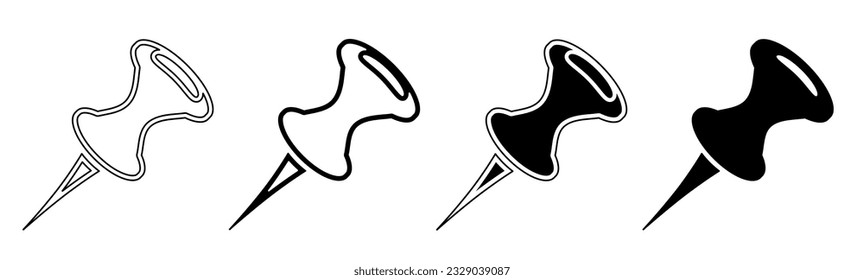 Black and white llustration of a paper nail. Paper nail icon collection with line. Stock vector illustration.