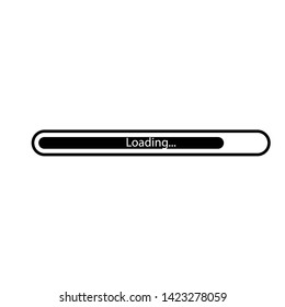 Black and white loading bar icon vector.