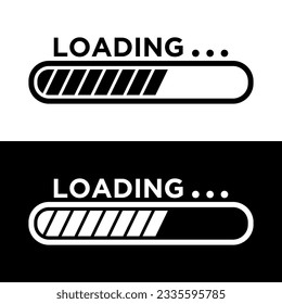 black and white loading bar icon