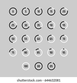 Black And White Loading, Buffering, Progress Wheel Icon Set