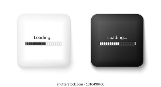 Black And White Loading Icon Isolated On White Background. Progress Bar Icon. Square Button. Vector.