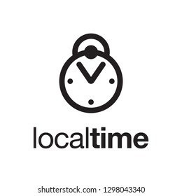 Black white local time wecker clock logo