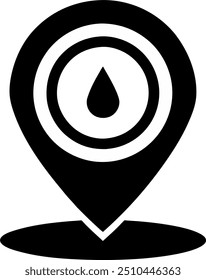Black and white location icon on a white background. Simple vector sign