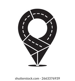 Black and White Location Marker Icon with Clean Artistic Shape for Map Use