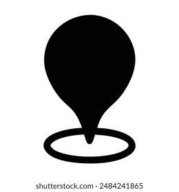 Black and white location pin icon. Vector illustration