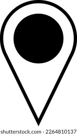 Black and White Location Pointer Pin or You Are Here Marker Sign Icon. Vector Image.