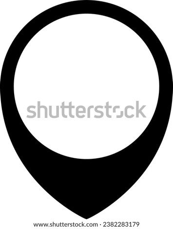 Black and White Location Pointer Pin or You Are Here Marker Hotspot Symbol Sign Icon. Vector Image.