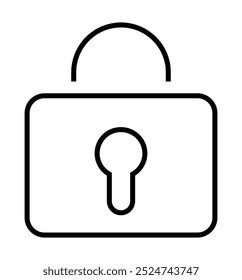 Black and white lock with a keyhole conveys security and privacy. Ideal for cybersecurity, privacy, digital protection, data encryption, secure access themes. Minimalist and clean style
