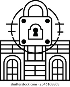 A black and white lock is on a building