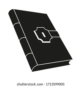 Black and white locked book. Girl secret diary. Fairy tale theme vector illustration for icon, stamp, label, certificate, gift card, invitation, coupon or sale banner decoration