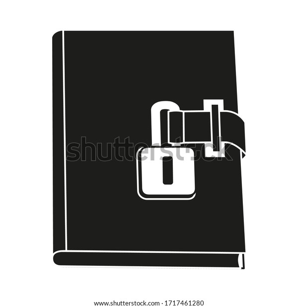 白黒の鍵のかかった日記 女の子の秘密の日記 アイコン スタンプ ギフトカードの装飾用の童話のテーマベクターイラスト のベクター画像素材 ロイヤリティフリー