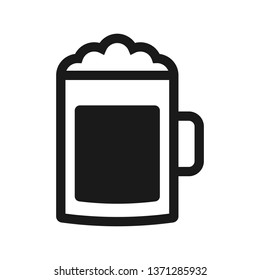 Black and white logo with a beer mug. The foam on the mug. Vector illustration.