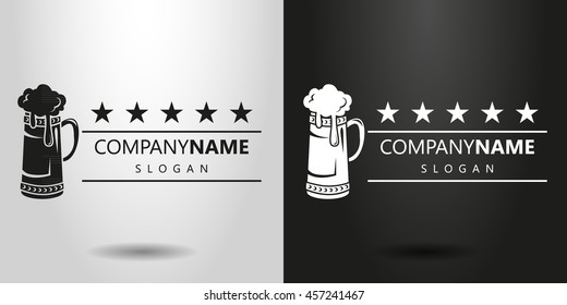 black and white logo with a beer mug
