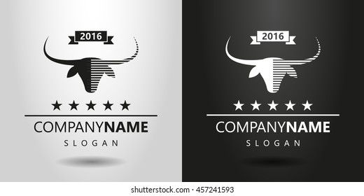 black and white logo with the bull's head and five stars