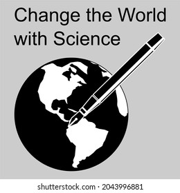 Black and white logo changes the world with science vector format