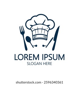 a black and white logo with a chef hat and a knife,