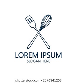 a black and white logo with a chef hat and a knife,
