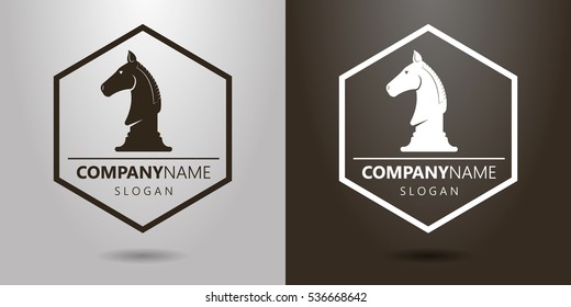 black and white logo with chess knight