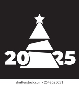 Black and white logo. Christmas tree New Year 2025.