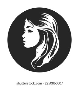 Black and white logo depicting a beautiful and sophisticated woman. A bold and dynamic logo that makes a strong impression.