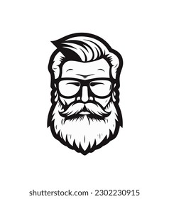 Black and white logo depicting the silhouette of a grandfather's face with a beard and glasses. Vector illustration