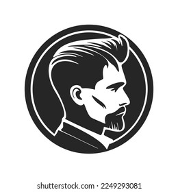 Black and white logo depicting a stylish and brutal man. For your brand.