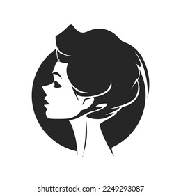 Black and white logo depicting a stylish and elegant girl. A bold and dynamic logo that makes a strong impression.