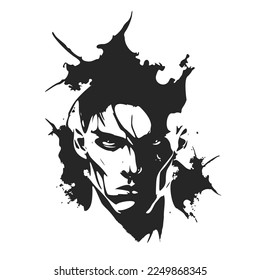 Black and white logo depicting a stylish and brutal man. Minimalist style with clean lines and a simple yet effective design.