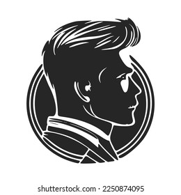 Black and white logo depicting a stylish and brutal man. For your business.