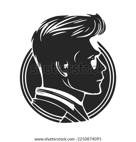 Black and white logo depicting a stylish and brutal man. For your business.