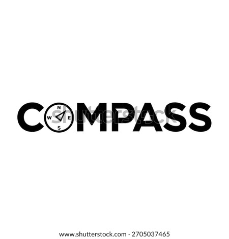Black and white logo design featuring the word compass with a compass rose replacing the letter o