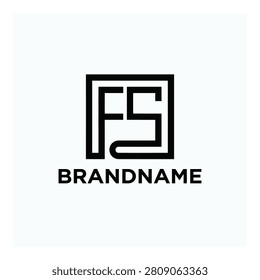 Black and white logo design with fs letters and brandname text icon