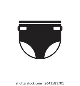 A black and white logo of a diaper