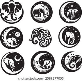 Black and White logo Elephant logo